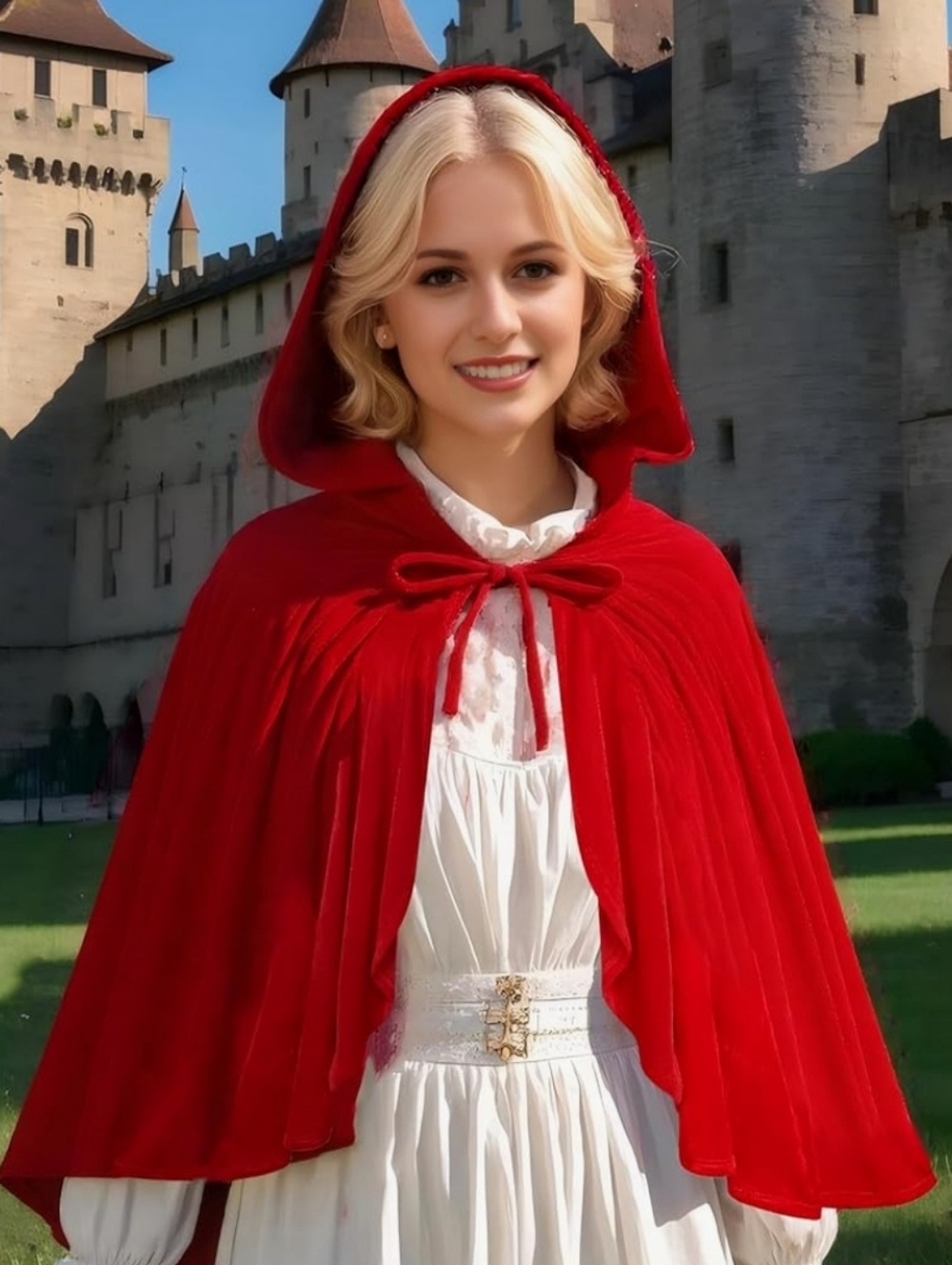 Red Hooded Velvet Cloak New No Tags